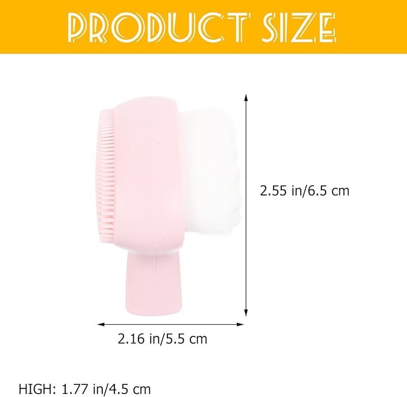 Pink Double Sided Soft Silicone Facial Cleansing Brush Gentle Exfoliator For Deep Pore Cleaning - Image 2